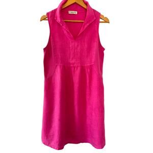 Terzo Millenio 100% Linen Dress Sz. Small Hot Pink Relaxed Casual Comfort